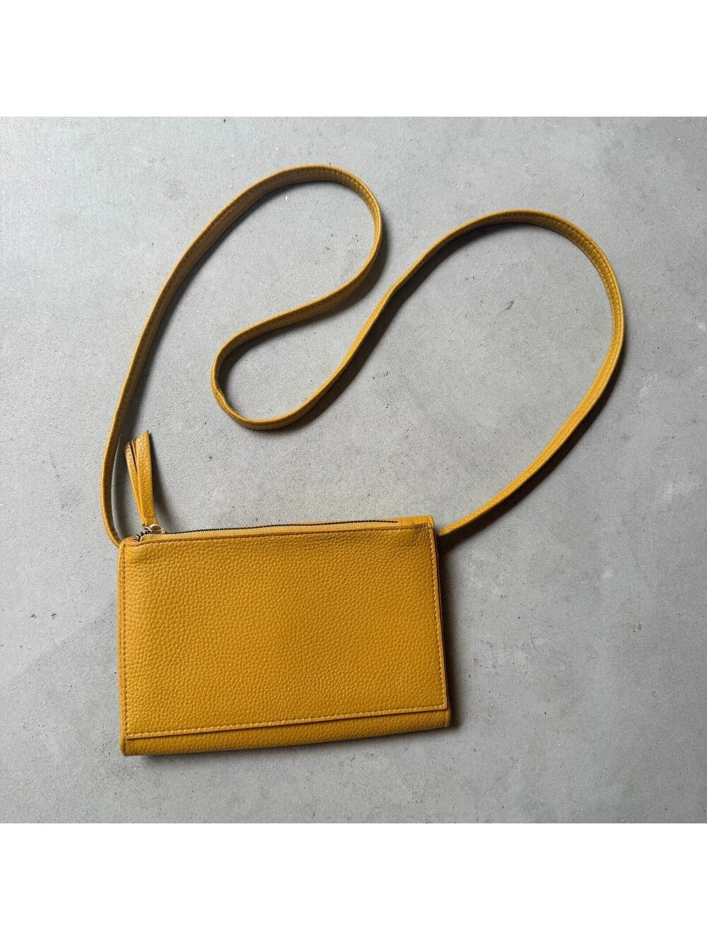 Mustard Yellow Faux Leather Purse Crossbody Wallet